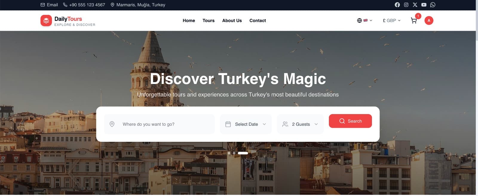 DailyTours – Tour Agency Website (Next.js) | Full Source Code
